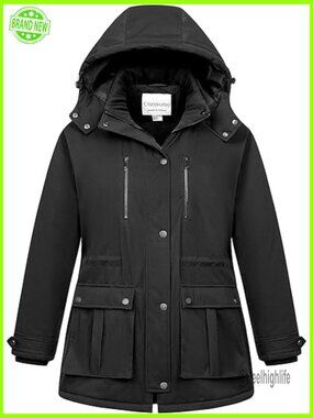 Women's Plus Size Winter Coat Insulated Military Parka Jacket Waterproof Fleece
